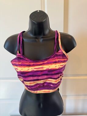 GAIAM Purple & Yellow Striped Sports Bra Crop Tank